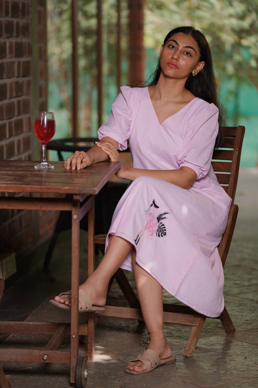 Flamingo Flutter Midi Dress