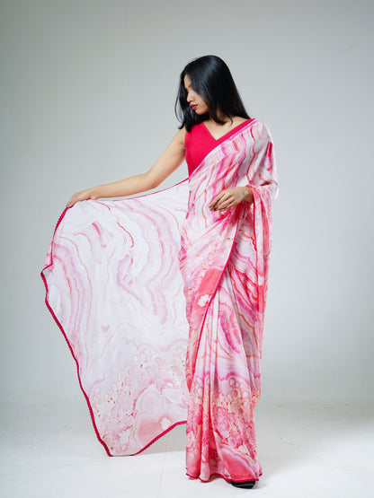Ripple Flow Lace Saree